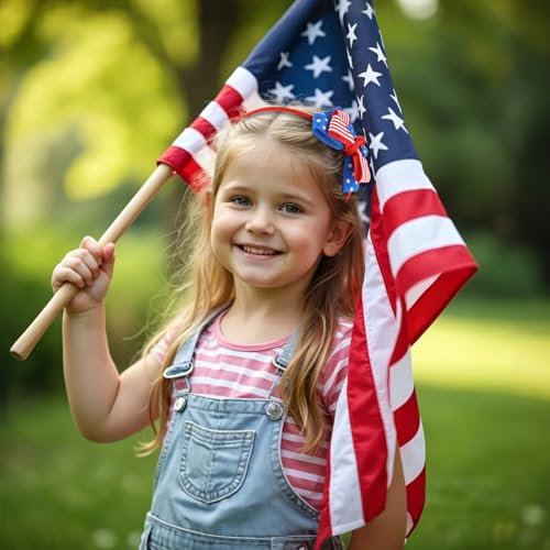 CURASA 4th of July Bow Headband - Patriotic USA Flag Hair Accessory