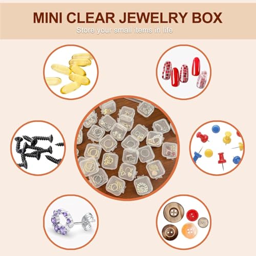 60PCS Mini Clear Plastic Jewelry Box Earring Storage Container NEETUE