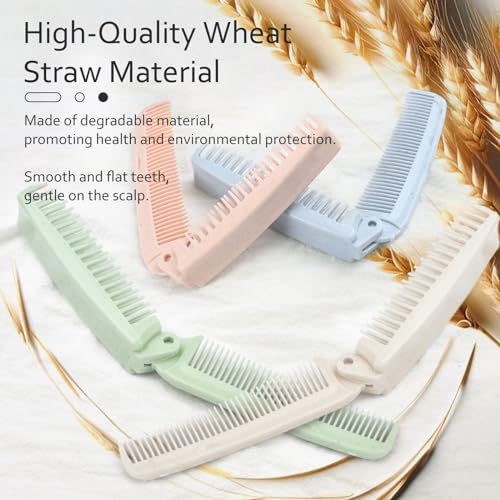 Kootinn 4-Piece Wheat Straw Foldable Hair & Makeup Travel Comb