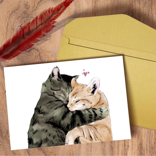 Cute Cat Cuddling Valentine's Day Card for Him/Her