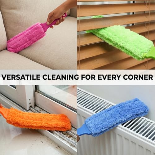 15-Inch Microfiber Duster Set - 4 Pack, Washable & Ergonomic