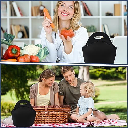 LOVAC Insulated Lunch Bag - Reusable Neoprene Tote, Pure Black