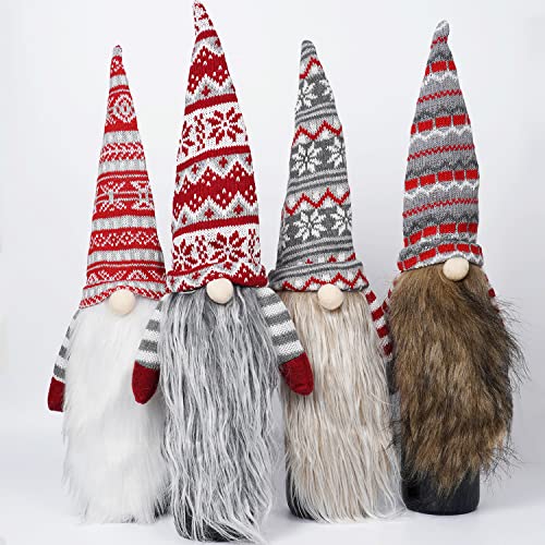 Casual Handmade Swedish Gnome Wine Covers 4 Pack - Christmas Bottle Toppers