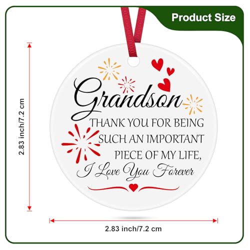 Personalized Ceramic Ornament for Grandson - Heart Plaque Gift