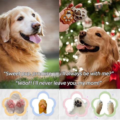 3 Pcs Paw Print Keychain Set for Pet Hair Keepsake Gift
