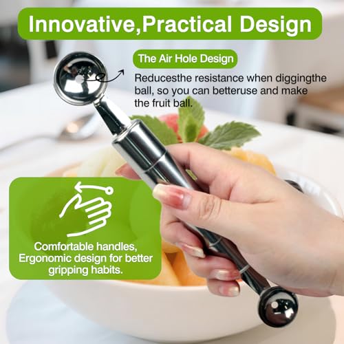 Double-Ended Stainless Steel Fruit & Ice Cream Scoop - 30mm