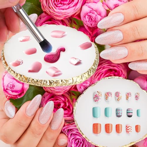 Ouligay Resin Makeup Mixing Palette with Gold Edge for Nail Art and Cosmetics
