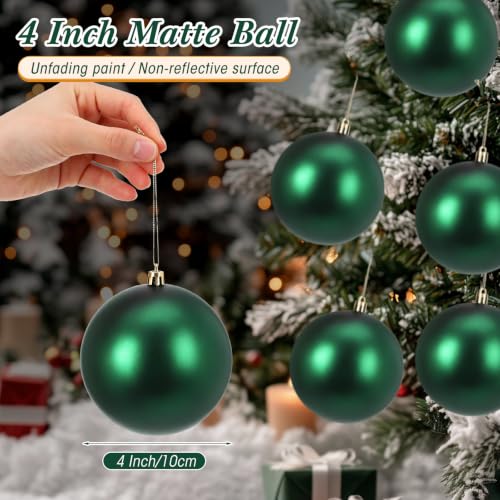 DIY Green Christmas Ornament Balls - 24 Pack 4 Inch Holiday Decor