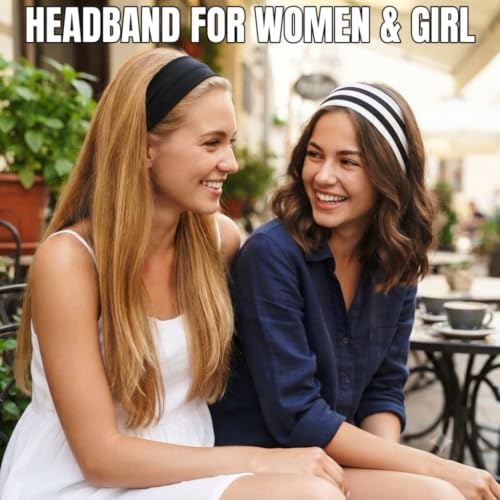 Huachi Polka Dot & Striped Headbands for Women 3-Pack Soft Non-Slip Hair Bands