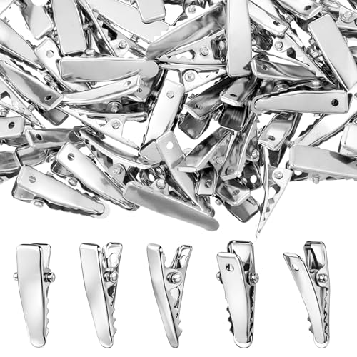 HJZHII 100 Pcs Metal Alligator Hair Clips, Mini Silver Hair Pins for Styling and Crafts
