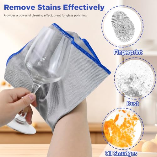 Puomue 12-Pack Microfiber Glass Cleaning Cloths, 320GSM Streak-Free Towels