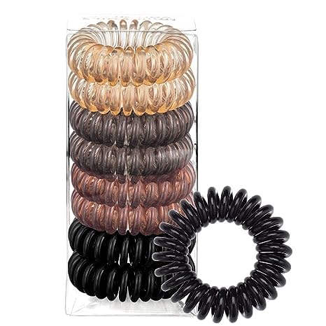 Jowxsx 8-Piece Spiral Hair Ties Waterproof Phone Cord Ponytail Holders