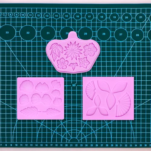 Tropical Flower & Leaf Silicone Molds Set - 3 Pcs for Cake & Candy Decorating