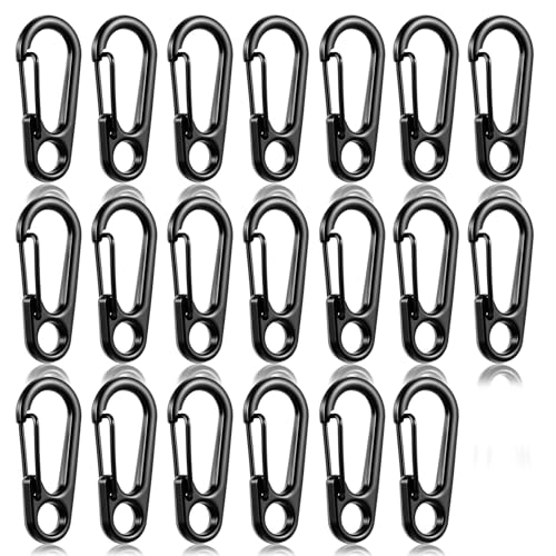 20 Pcs Mini Carabiner Clip, 1.2 Inch Tiny Spring Snap Hook Keychains, Black Mini Carabiner for Outdoor Hiking Fishing Camping Backpack Accessories