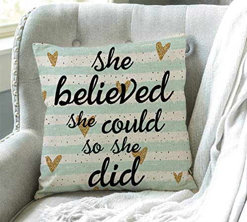 She Believed She Could So She Did Throw Pillow Cover 18x18 Sw-003