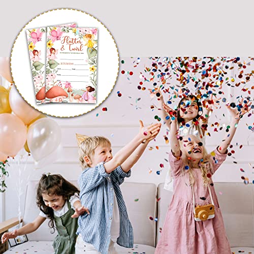 Fairy Garden Birthday Invitations with Envelopes - 20 Pack