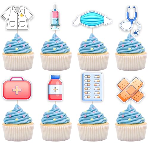 48 Pcs Nurse Graduation Cupcake Toppers RN Nursing Party Picks