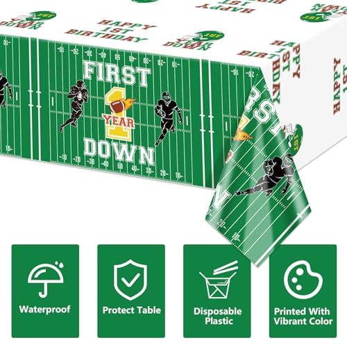 Football 1st Birthday Party Tablecloth & Banner Set