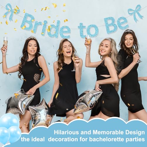 Bride to Be Glitter Banner - Pre-Strung Light Blue Bachelorette Garland