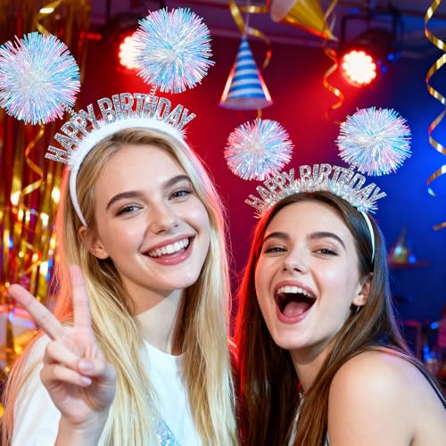 Guduling Happy Birthday Pom Pom Headband Party Hair Accessory