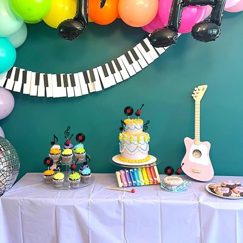 24 PCS Music Notes Cupcake Toppers Design 1 - Glitter Guitar & Vinyl Record Cake Picks