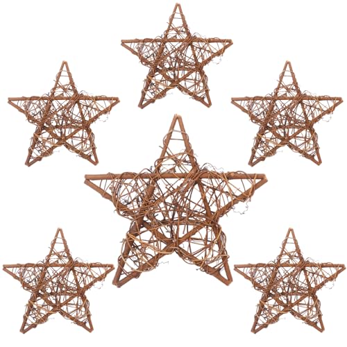 6 Pcs 12 Inch Star Shaped Natural Grapevine Wreath Set for DIY Crafts, Christmas & Home Decor