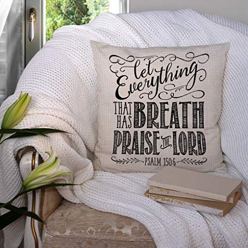 Christian Bible Verse Throw Pillow Cover - 18x18 Cotton Linen