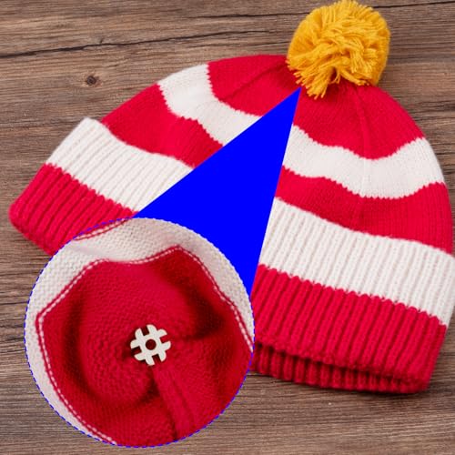 BEIQIYA 60pcs Wooden Hat Pom Pom Buttons, Removable Fasteners
