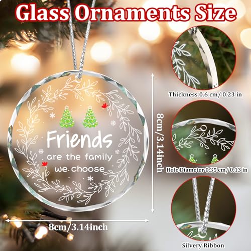 Friends Christmas Ornament Gift for Friendship - Glass Holiday Decoration with Double Side Print - 3.14 Inch - Friends Variation