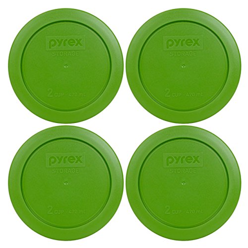 Pyrex 7200-PC 2-Cup Replacement Lids, Lawn Green BPA-Free Plastic (4-Pack)