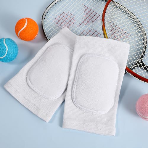 1 Pair Arm Brace Support Fitness Arm Knee Protector, Compression Breathable Elbow Pads Thick Sponge Support Breathable Compression Braces for Basketball Tennis Football Skating (White)
