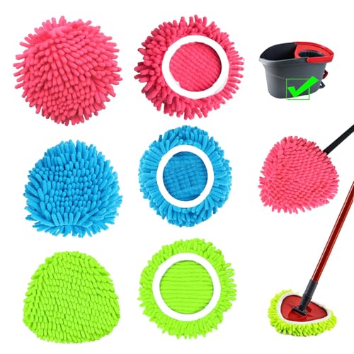 6 Pack Chenille Microfiber Spin Mop Head Refills for O-Cedar EasyWring