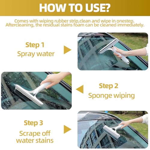 3-in-1 Spray Window Squeegee Cleaner with Built-in Spray Bottle, 3 Pack