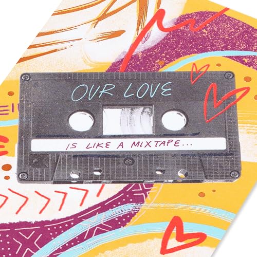 American Greetings Romantic Greeting Card Mixtape Theme with Copper Foil
