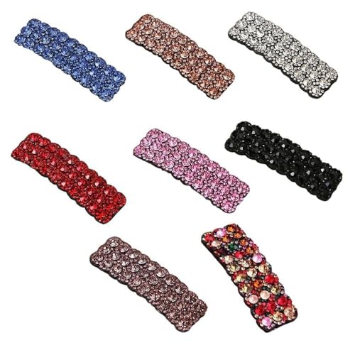 Red Rhinestone Hair Clips 2-Piece Rectangular Luxury Hair Barrettes