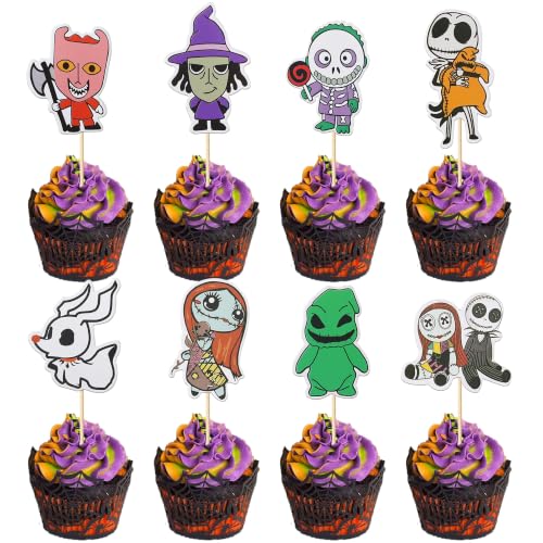 Halloween Skull Ghost Cupcake Toppers Set of 5 - Scary Party Decorations