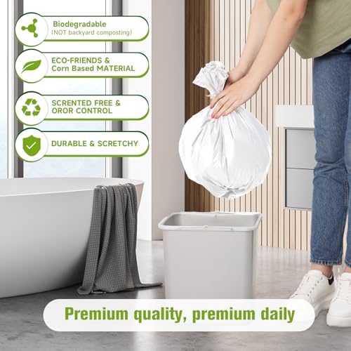 Rishpahu 3 Gallon Biodegradable Trash Bags - 200 Counts, Unscented