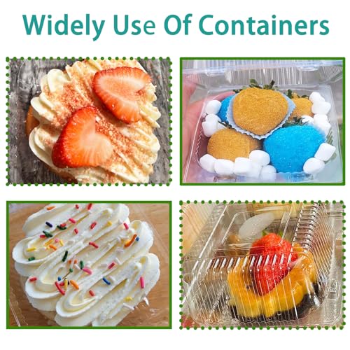 50 Pcs Clear Hinged Plastic Cake Containers with Lids