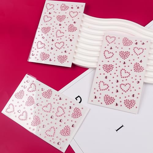 Self-Adhesive Rhinestone Face Gems Stickers - 3 Sheets for Makeup
