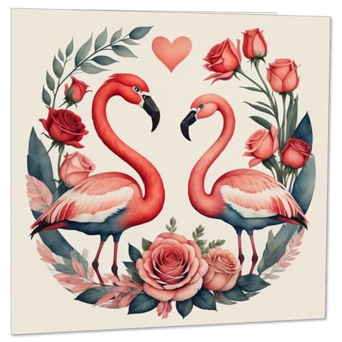 Premium Flamingo Anniversary Card with Luxury Envelope - 145mm