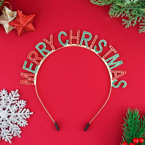 COCIDE Christmas Rhinestone Crystal Headband Holiday Hair Accessory