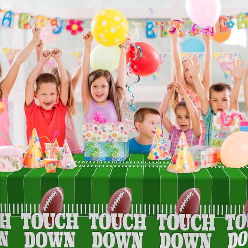 Football Tablecloth Set - 2 Disposable Plastic Covers, 54x108"