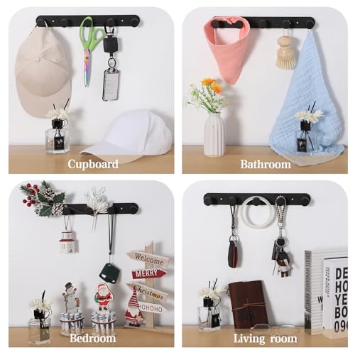 Heavy Duty Wall Mounted Coat Hooks Rack with 5 Hooks - Black