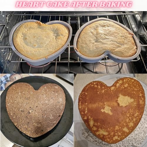 Heart Shaped Cake Pans Set of 2 - 8 Inch Nonstick Silicone Molds