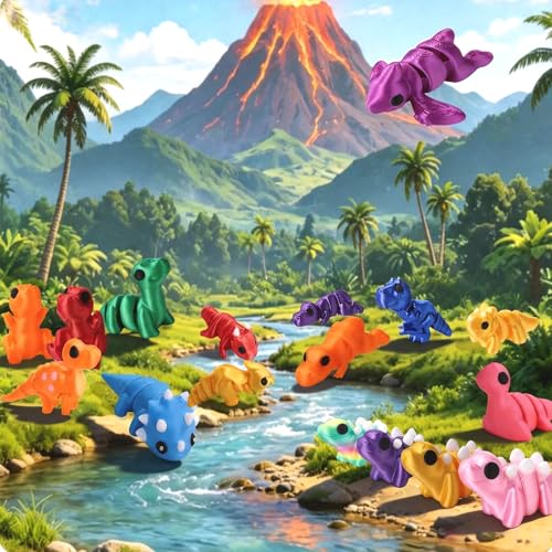 26-Piece 3D Printed Articulated Dinosaur Fidget Toy Set