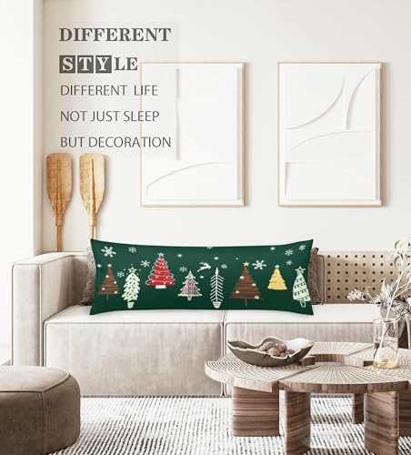 Christmas Tree Body Pillow Cover 20x54" - Forest Green, Zippered