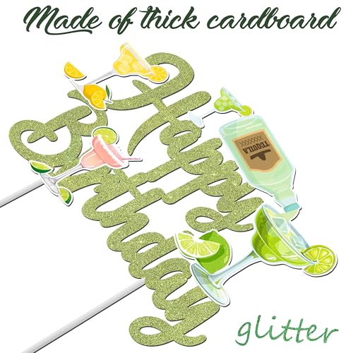 Light Green Glitter Margarita Birthday Cake Topper Decoration