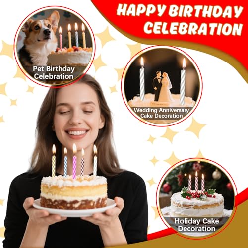 MAQIHAN Spiral Birthday Candles - Multicolor Cake Candles, 288 Count