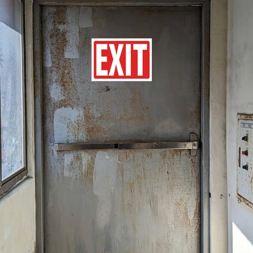 Premium Exit Sign Stickers - 10x7 Inch, 4 Pack, UV & Weather Resistant