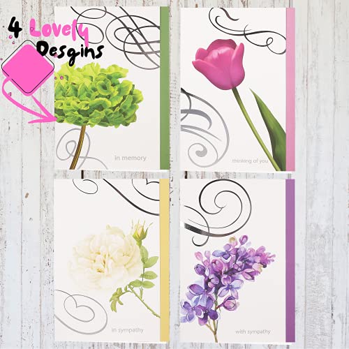 12 Sympathy Cards Set with Envelopes - Heartfelt Bereavement Notes